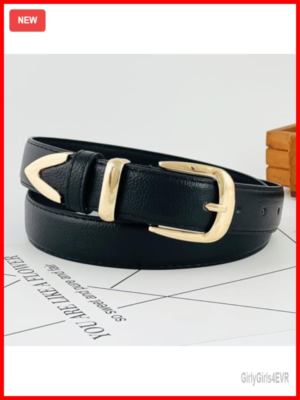 Women's Stretchy Adjustable Belt for Jeans Pants Dresses with Gold Buckle